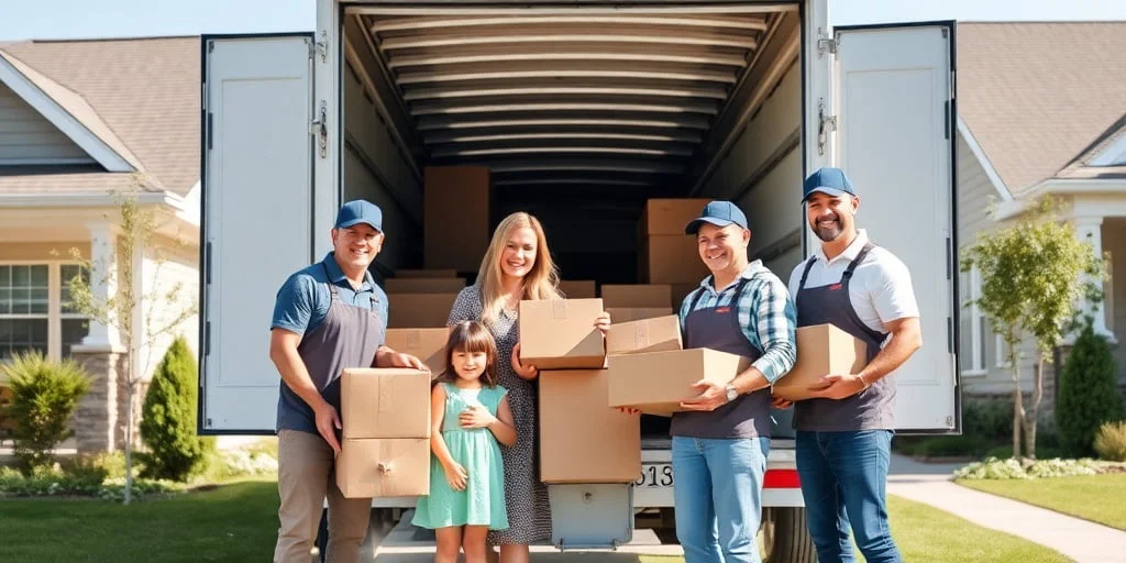 Happy family with local movers